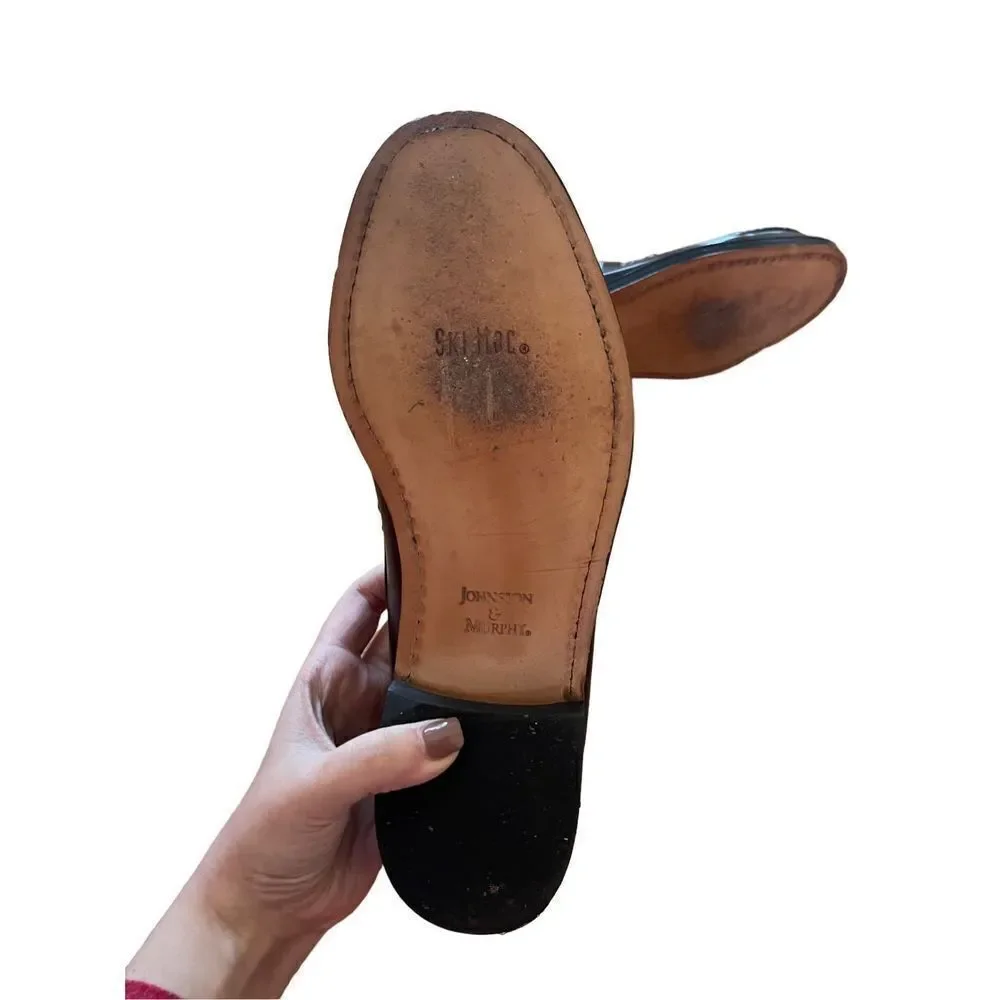 Johnston & Murphy Mens Brown Moc Toe Slip On Leather Loafer Dress Shoes Size 8